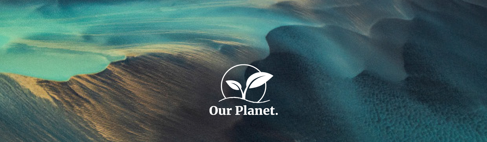 Our Planet logo on top of a hilly backdrop 
