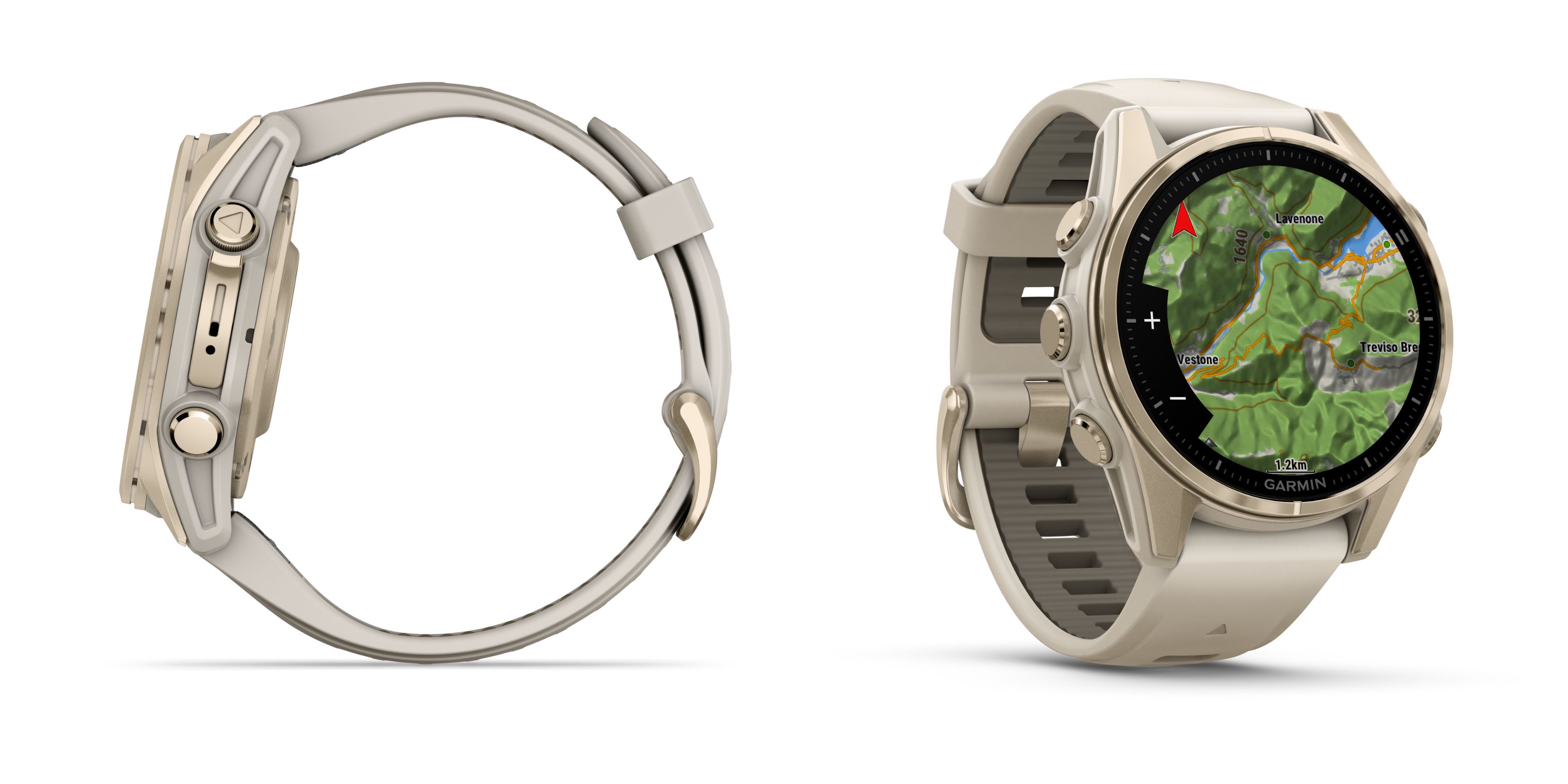 side by side of the cream fenix 8