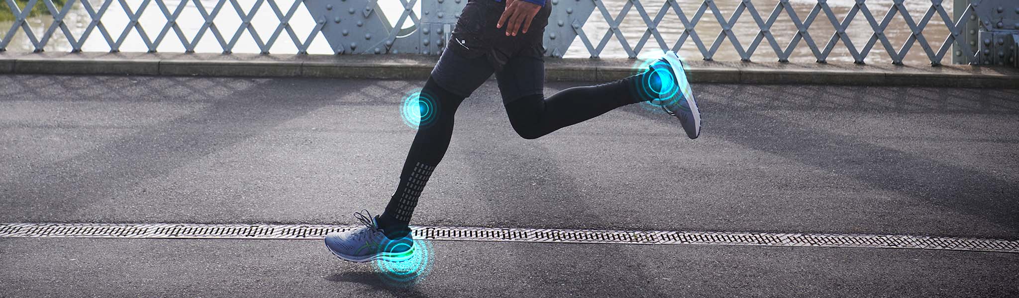 Someone's fe legs in running gear and shoes