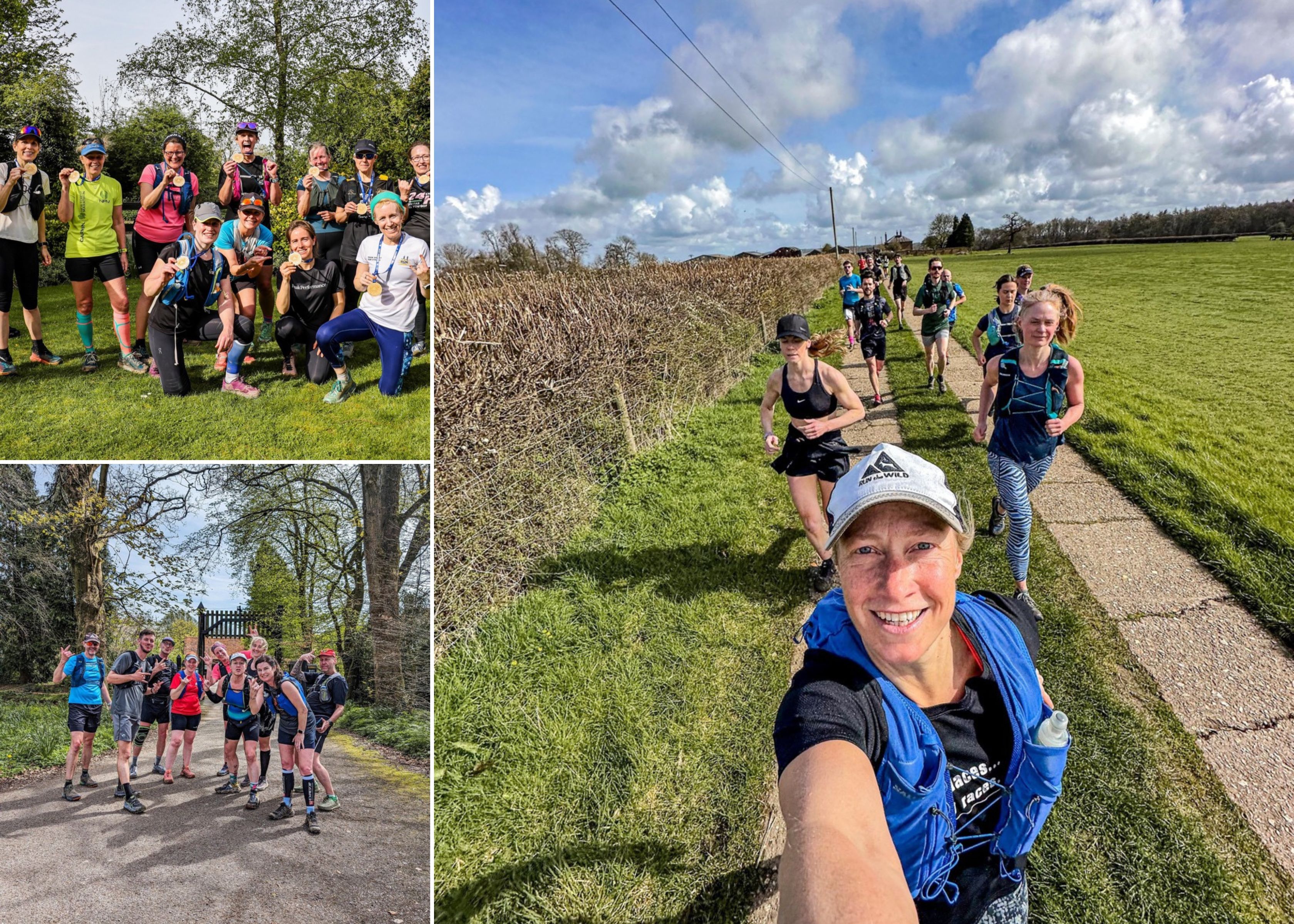 A collage of people running in trail races