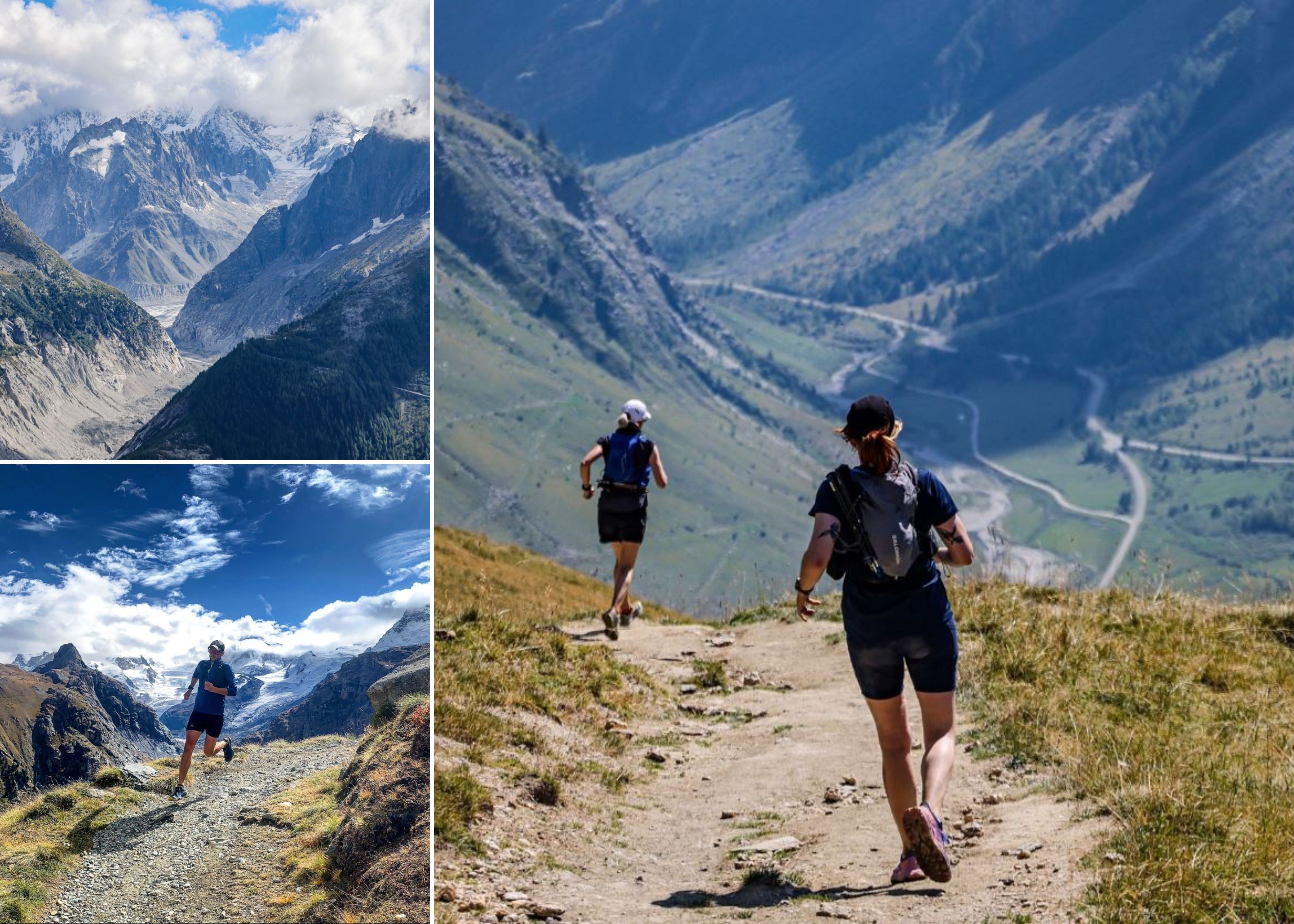 A collage of runners exploring mountain landscapes