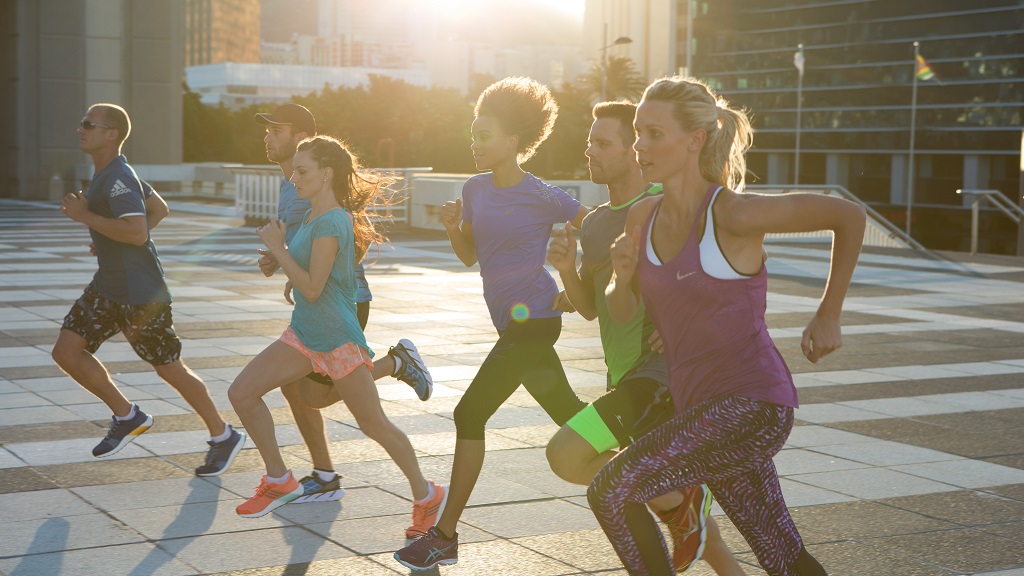 group of people running