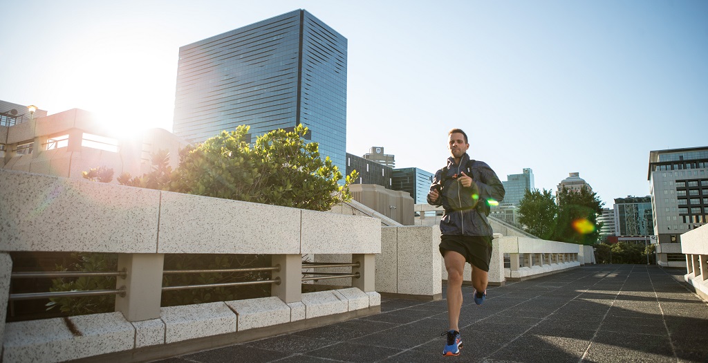 A man running in the street