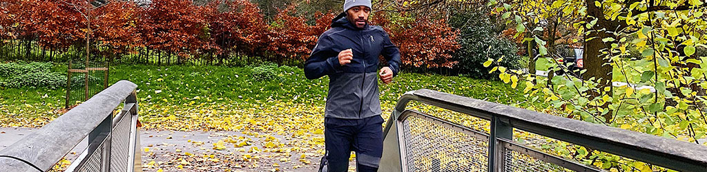 Man running in a park