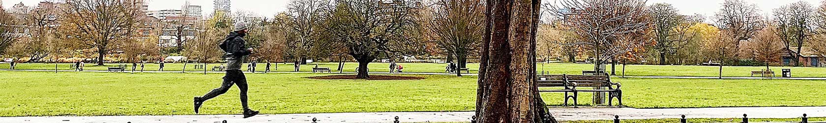 Man running in a park
