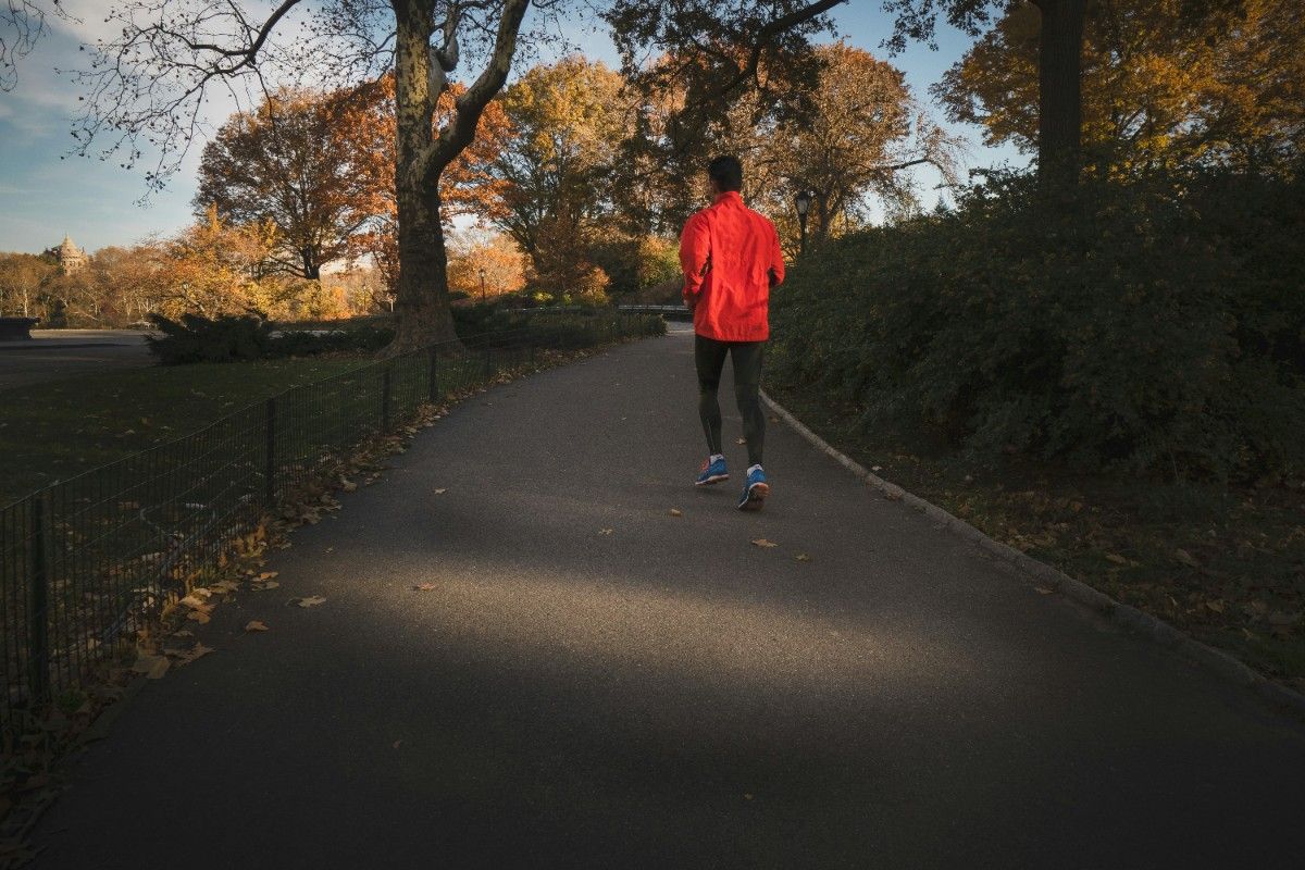 A person running in their Goretex shoes