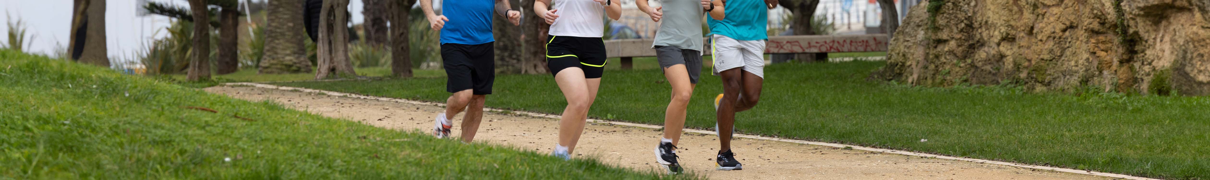 People running in running shorts 