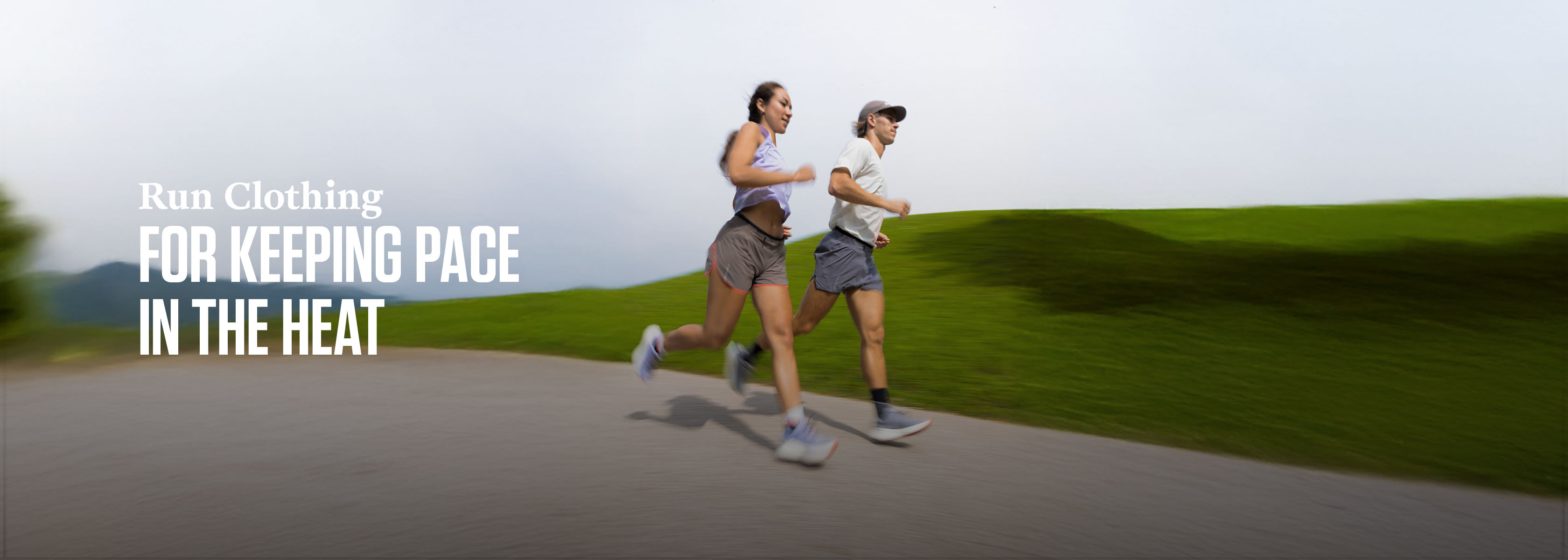 Shop running clothes. Two runners on the road