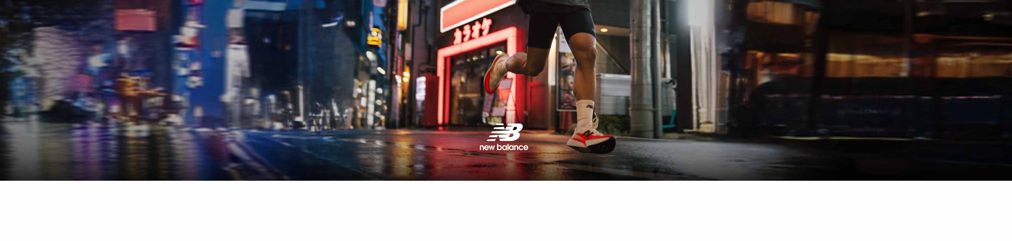 Shop New Balance Rebel v5 running shoe. A runner in Rebel v5 running shoes is runnign on thr street